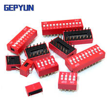 Gepyun-Módulo de interruptor de tipo deslizante de 10 piezas, 1, 2, 3, 4, 5, 6, 7, 8, 9, 12 bits, 2,54mm de posición, interruptor de palanca de paso rojo 2024 - compra barato