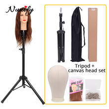 Nunify 21-25Inch Wig Tripod Stand And Canvas Head Wig Manikin Canvas Block Head Stand Aluminium Alloy Round And Mannequin Head 2024 - buy cheap