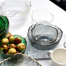 Стеклянная Чаша айсберга в японском стиле с золотистым ободом, прозрачная Салатница, фруктовый суп, десерт, закуска, еда, миксер, чаша для мытья чая, большая 2024 - купить недорого
