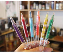 Lot 12pcs 6 Color Cute Injection Needle Tube Syringe Fluorescent Pen Highlighters Marker Pen Stationery Supplies Free shipping 2024 - buy cheap