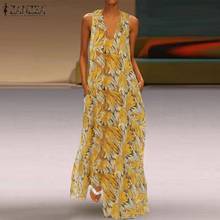 ZANZEA Summer Sundress Casual Bohemian Women V Neck Sleeveless Vest Dress Floral Printed Maxi Long Vestido Sarafans Beach Dress 2024 - buy cheap