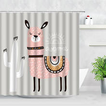 Cartoon Alpaca Shower Curtain Set Cute Animal Cactus Waterproof Cloth Children Bathroom Decor Gift Kids Bath Curtains With Hooks 2024 - buy cheap