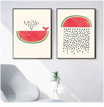 Watermelon Nordic Poster Cute Food Painting Wall Art Canvas Poster Watercolor Prints Wall Pictures for Living Room Home Decor 2024 - buy cheap