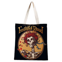 Женские сумки, Холщовая Сумка-тоут с надписью Grateful Dead, хлопчатобумажные тканевые сумки на плечо для покупок для женщин, экологичные складные многоразовые сумки для покупок 2024 - купить недорого