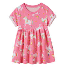 Vestido de algodón con estampado de animales para niñas, traje bonito de unicornio, Princesa, Verano 2024 - compra barato
