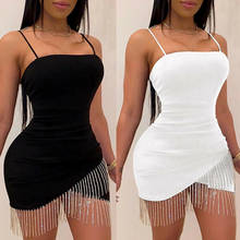 2020 Fashion Trend Sexy Women Mesh Bodycon Evening Party Club Bandage Mini Dress Tassel Sleeveless Hot Summer New Sheath Dress 2024 - buy cheap
