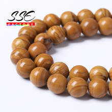 Natural Yellow Wood Stripes Stone Beads Round Loose Spacer Beads 4mm - 12mm 15"strand DIY Bracelet For Jewelry Making Wholesale 2024 - buy cheap
