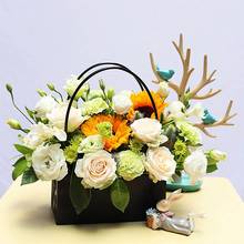 Flower Basket  Paper Bag Kraft PVC Handbag Waterproof Bouquet Florist Gift Packing Box Valentine's Day Rose Boxes Party Decor 2024 - buy cheap