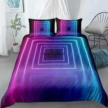 Abstrato moderno retro neon conjunto de cama único duplo rei rainha tamanho geométrica capa edredão fronha roupa luxo 2024 - compre barato
