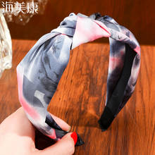 Haimeikang с широким верхом и резинки для волос с узлом для женщин яркая тканевая повязка ободок для девочек повязка на голову, с обручем для волос, женские аксессуары для волос 2024 - купить недорого