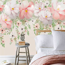 Papel tapiz de Mural personalizado 3D, flor estéreo pintada a mano, pegatina de pared de vid de acuarela, para sala de estar, dormitorio, decoración para el hogar romántica 2024 - compra barato