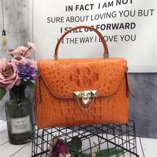 CHIC Designer Genuine Crocodile Skin Woman Orange Purse Authentic Alligator Leather Lady Handbag Female Crossbody Shoulder Bag 2024 - buy cheap