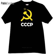 men cotton t-shirt summer brand tshirt Sickle and Hammer with CCCP (USSR) Russian T-shirt in black man shubuzhi teeshirt 2024 - buy cheap