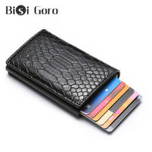 BISI GORO RFID Smart Wallet PU Leather High Quality Suitcase Card Wallet Vintage Money Bag Aluminum Box Slim Thin Mini Wallet 2024 - buy cheap