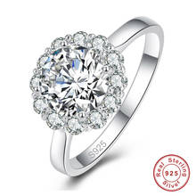 Anéis românticos femininos de prata esterlina 925, 8mm redondo, cristal grande branco cz anéis para casamento e noivado s925 joias finas 2024 - compre barato