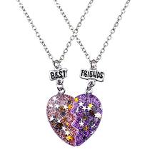 2PCS BFF Heart Star Shiny Pendant Necklace for Women Girl Friendship Jewelry For Girls Gift 2024 - buy cheap