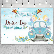 Avezano Photography Backdrops Baby Shower Boy Light Blue Car Balloon Flowers Backgrounds Photo Studio Photocall Photozone Decor 2024 - buy cheap