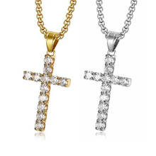 Cross Pendant Necklace Iced Out Cubic Zirconia Chain Gold/Silver Color Stainless Steel Jesus Cross Necklace Jewelry Dropshipping 2024 - buy cheap