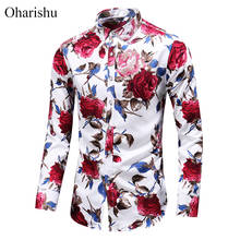 Camisetas de manga larga con flores y rosas, ropa Hawaiana de talla grande 5XL, 6XL, 7XL, con botones, novedad de otoño, 2020 2024 - compra barato