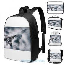 Impressão gráfica engraçada raptor sombra carga usb mochila masculino sacos de escola saco de viagem bolsa para portátil 2024 - compre barato