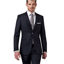 Black Business Men Suits Custom Made Classic Black Wedding Suits For Men Tailor Made Groom Suit Charcoal Gray Tuxedos Jacket+pan 2024 - buy cheap