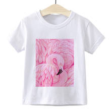 Camiseta con estampado de flamenco Harajuku para niños, Tops holgados, ropa informal a la moda, ropa para niñas y niños pequeños 2024 - compra barato