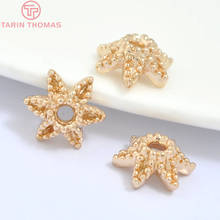 10PCS 9MM 24K Champagne Gold Color Plated Brass Flower Beads Caps High Quality Diy Jewelry Accessories 2024 - buy cheap