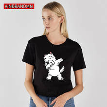 Camiseta de animales a la moda para mujer, remera divertida de Dabbing West Highland Terrier, camiseta de perro blanco para mujer, camiseta de Hip Hop, playera divertida de talla grande 2024 - compra barato