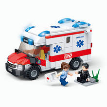 blocks helicopter Medical ambulance fire rescue ladder series small particles boy building block toy brick Educational gift 2024 - buy cheap