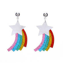 New Fashion Shining Glitter Stars Rainbow Acyrlic Drop Earrings For Women Colorful Lovely Long Dangle Earrings Jewelry Brincos 2024 - buy cheap