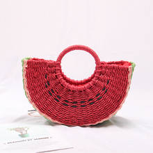 Seaside vacation beach straw bag female portable cute watermelon bag new fashion hand-woven bag 2024 - buy cheap