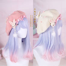 Soft sister sweet biscuits hat beret wool hat painter hat rabbit spring new side folder hairpin 2024 - buy cheap