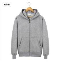 ZOEQO New men hooded fleece zip hoodie men thick solid color sweatshirt mens casual hoodies sportswear hooded sweatshirts 2024 - buy cheap