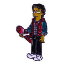 Marty McFly and His Hoverboard Badge Cartoon Back To The Future Mash-up Pin Time Travel Movie Fans Retro Accessory 2024 - buy cheap