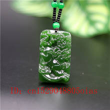 Natural Green Chinese Jade Pixiu Pendant Necklace Charm Jadeite Jewelry Carved Amulet Fashion Accessories Gifts for Women Men 2024 - buy cheap