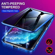 Capa de celular magnética dupla de vidro temperado, 360, privacidade, metal, para iphone 11 pro max xr x xs max iphone 8 7 6 6s plus se2020 2024 - compre barato