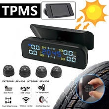 Sensor de pressão de pneu de carro tpms, sistema de monitoramento de pressão de pneu automotivo, carregamento solar usb, alarme de segurança para economia de combustível, visor digital lcd 2024 - compre barato