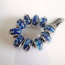 925 Sterling Silver Blue Strip Murano Glass Beads Fit Original Charm Bracelet  Glass Lampwork Beads for Jewelry Making DIY Beads 2024 - buy cheap