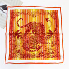 POBING 100% Pure Silk Scarf For Ladies Zebra Leopard Print Square Scarves Small Head Handkerchief Wholesale Hijab Wraps 53X53CM 2024 - buy cheap