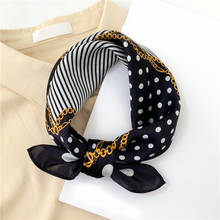 2021 Women 100% Real Silk Scarf Polka Dot Small Hairband Square Foulard Female Bandana Spring Neckerchief Skinny Tie 2024 - buy cheap