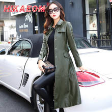 5xl Especially Female Leather Autumn Long Faux Jackets Coat Single Breast Turn Down Collar Large Swing Women Leather Trench Coat 2024 - buy cheap