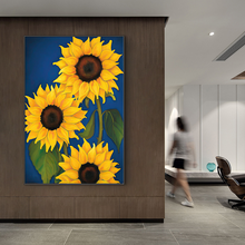 Arte da parede do girassol clássico pintura a óleo flores quadros da lona quadros de arte para sala estar decoração casa 2024 - compre barato