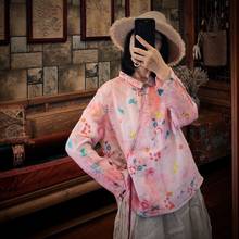 Женская Свободная блузка с принтом Ramie, женская рубашка с принтом, весна-осень 2020 2024 - купить недорого
