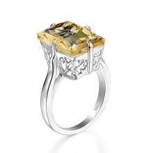 Szjinao-Anillo de citrino 925 anillos de plata esterlina para mujer, Gema rectangular, bohemio, grabado hecho a mano, S925, joyería de plata de compromiso 2024 - compra barato