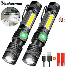 Powerful LED Pocket Tactical Flashlight Super Bright Magnetic Torch with Cob Sidelight Waterproof Zoomable 4 Modes For Outdoor 2024 - buy cheap