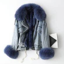 2020 Parka Real Fur Coat Female Rabbit Fur Liner Denim Jacket Winter Coat Women Fox Fur Collar Warm Korean Jackets MY 2024 - buy cheap