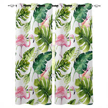 Flamingo Tropical Plant Window Curtains Window Blinds Living Room Decor Bedroom Kids Curtain Panels With Grommets 2024 - buy cheap