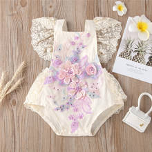Baby Girls Bodysuits Lace Embroidery Birthday Princess Romper 12 24 Months Newborn Infant Ruffles Sunsuit Summer Flower Jumpsuit 2024 - buy cheap