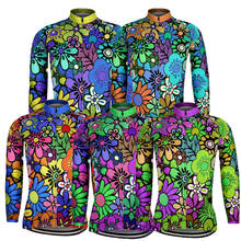 NEW long sleeves Women winter fleece or no fleece cycling Jersey ropa ciclismo Rainbow Floral / Botanical cycling clothing MTB 2024 - buy cheap