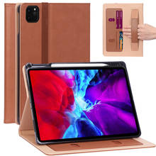 Capa de couro para ipad pro 2020 e 12.9, capa dobrável de luxo, com suporte para lápis, para ipad pro 12.9, capa 4ª geração 2024 - compre barato